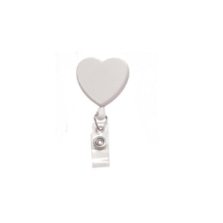 Heart Shaped Badge Reels - Solid- White, OSFA