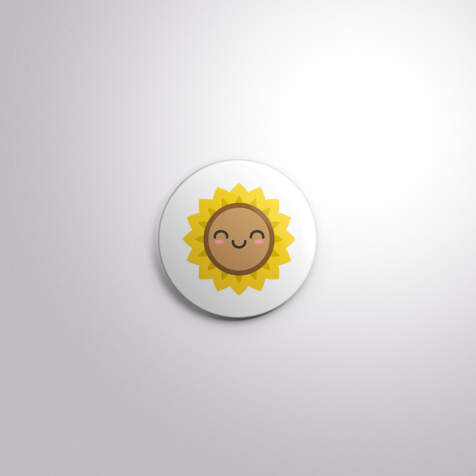 C164 Interchangeable Badge Button Sunflower Smile