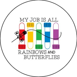 C172 Interchangeable Badge Button Rainbow & Butterflies