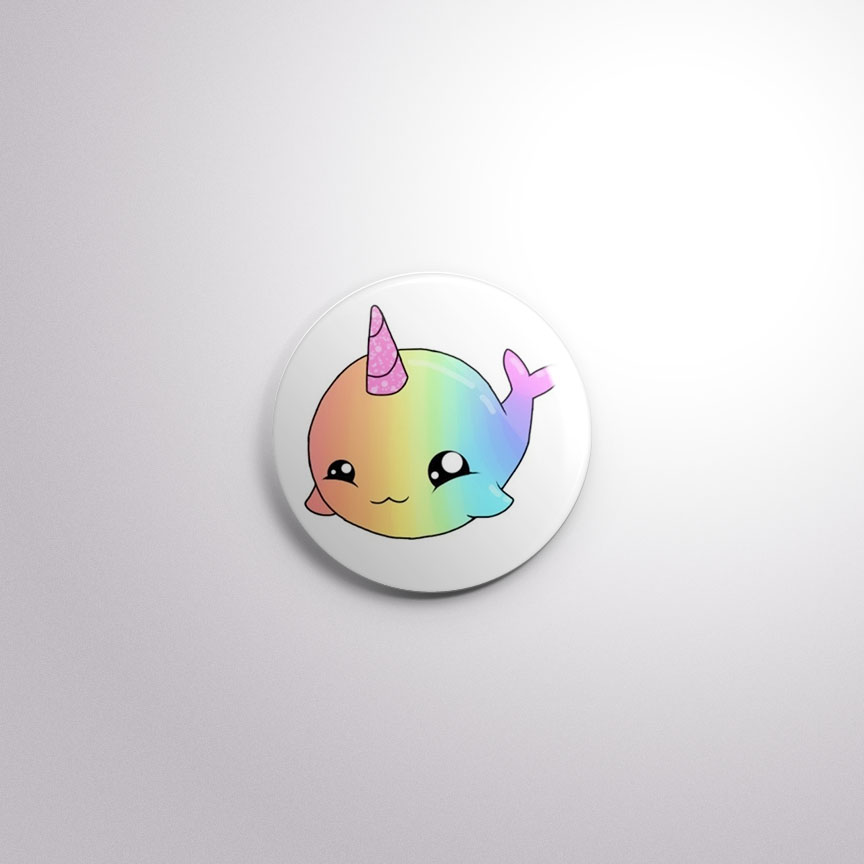 C117 Interchangeable Badge Button Rainbow Narwal