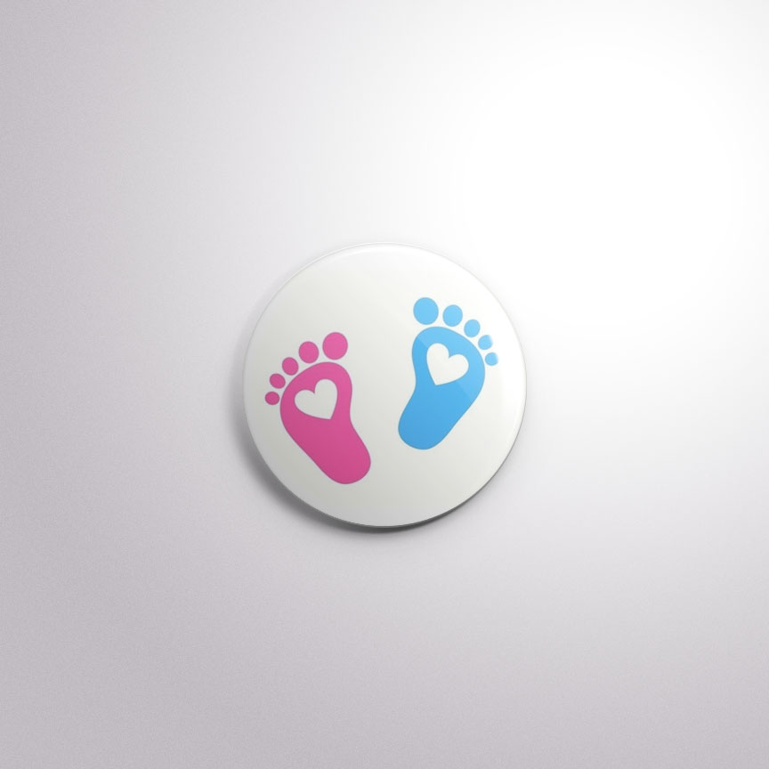 C127 Interchangeable Badge Button Baby Feet Heart