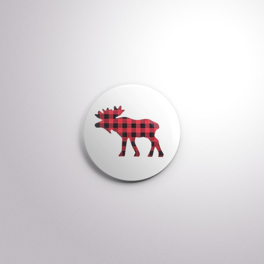 C140 Interchangeable Badge Button Plaid Moose