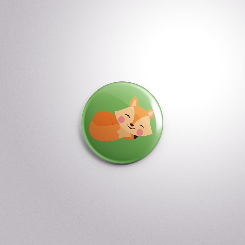 C150 Interchangeable Badge Button Sleeping Fox