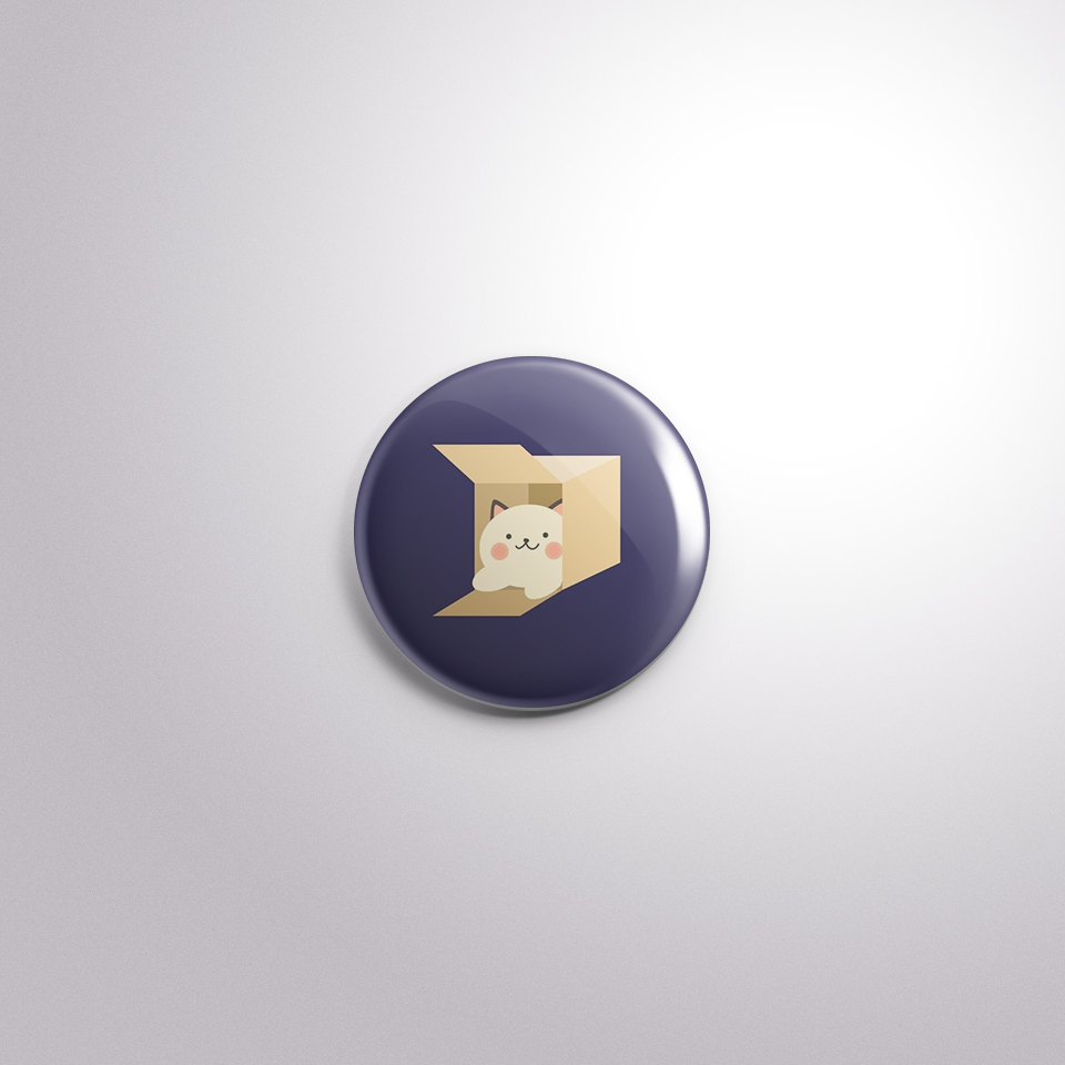 C190 Interchangeable Badge Button Cat & Box